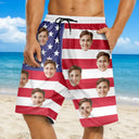 Custom Photo American Flag - Personalized Unisex Beach Shorts