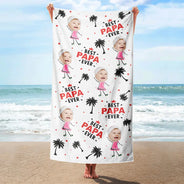 Custom Photo Best Dad Ever Coconut Palm - Personalized Beach Towel