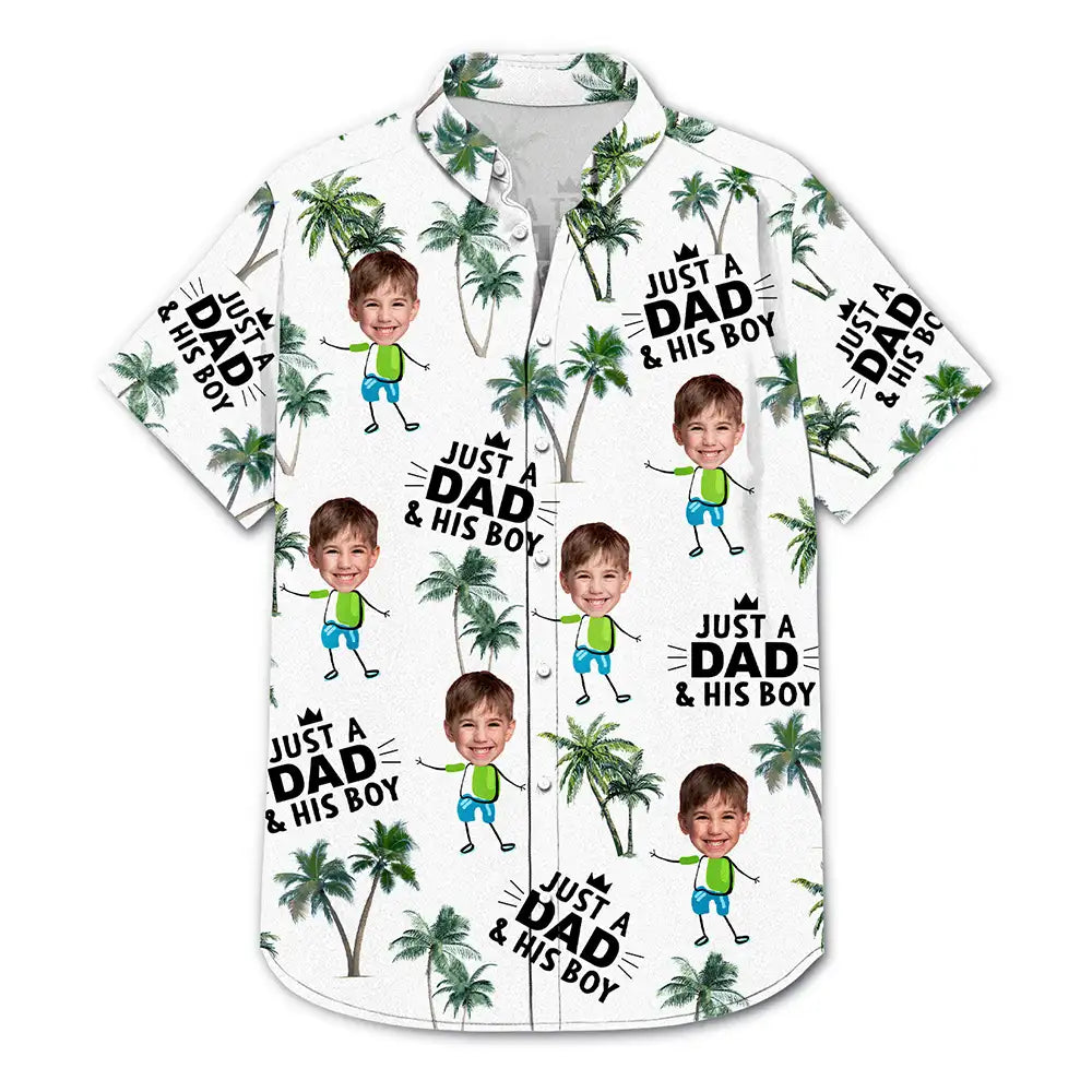 Custom Photo Just A Dad And His Girl - Personalized Hawaiian Shirt