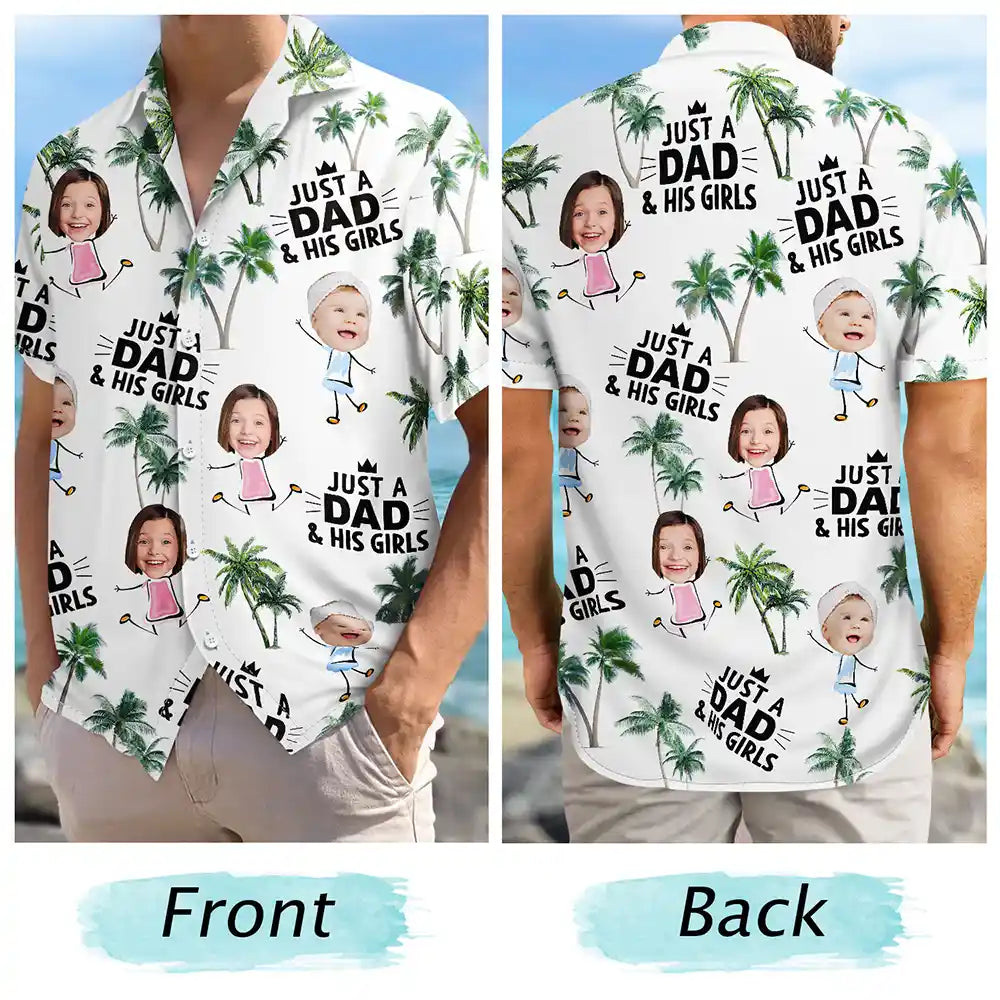 Custom Photo Just A Dad And His Girl - Personalized Hawaiian Shirt