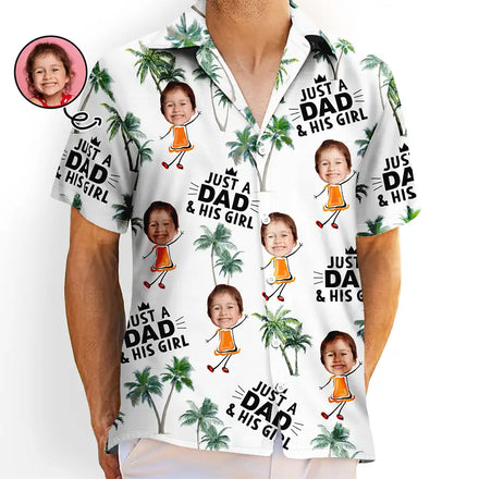 Custom Photo Just A Dad And His Girl - Personalized Hawaiian Shirt