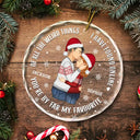 Christmas Couple Sideview You Are My Favorite By Far - Personalized Circle Glass Ornament