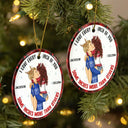 Christmas Couple Love Every Inch Of You - Personalized Circle Ceramic Ornament