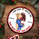 Christmas Couple Love Every Inch Of You - Personalized Circle Ceramic Ornament