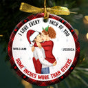 Christmas Couple Love Every Inch Of You - Personalized Circle Ceramic Ornament