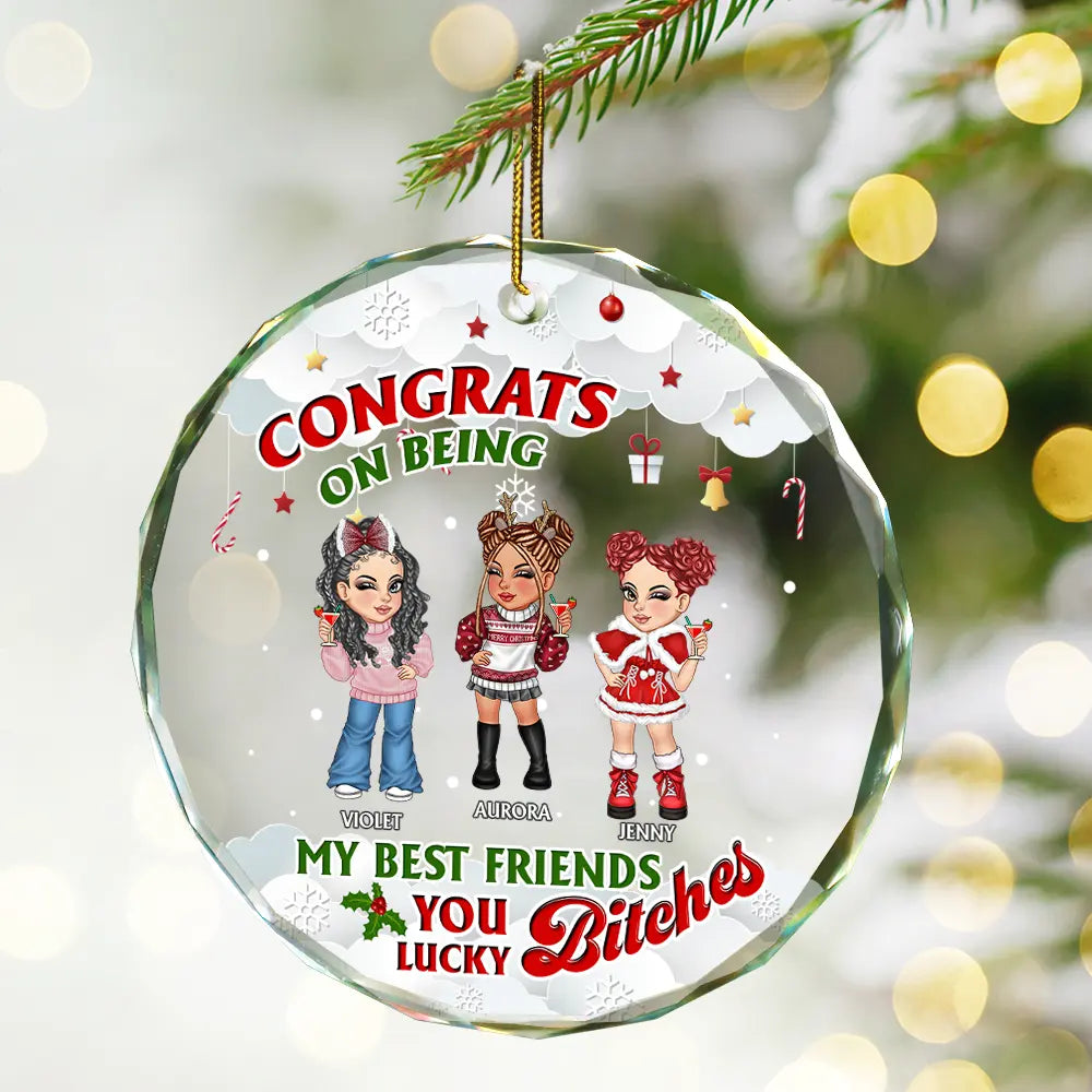 Congrats On Being My Best Friend - Personalized Circle Glass Ornament