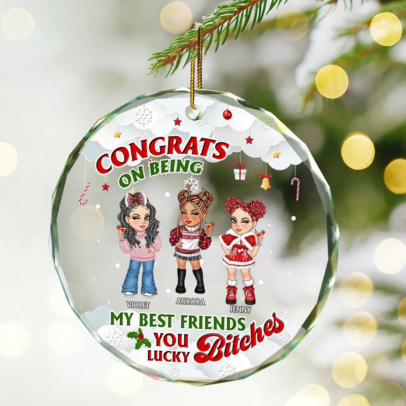 Congrats On Being My Best Friend - Personalized Circle Glass Ornament