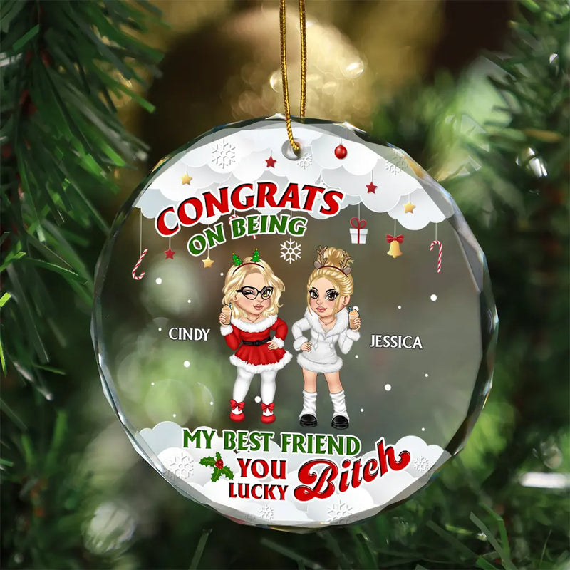 Congrats On Being My Best Friend - Personalized Circle Glass Ornament