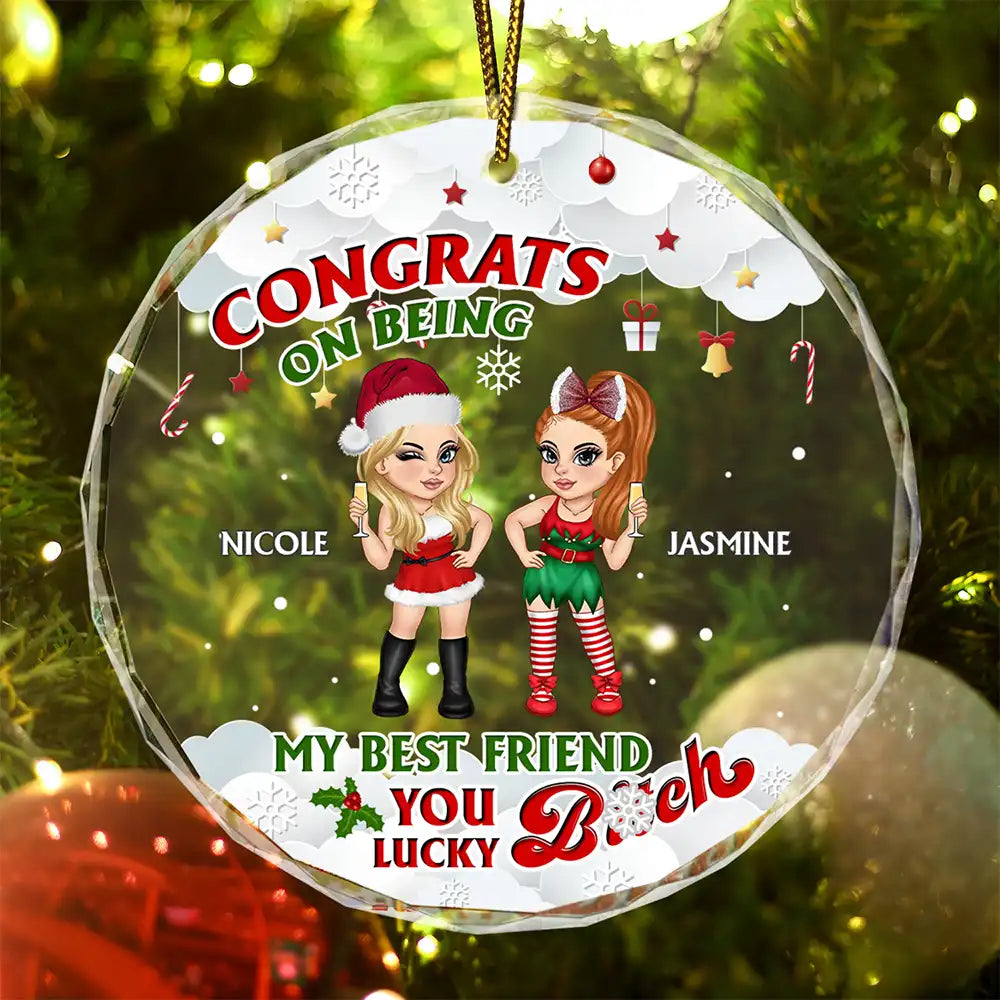 Congrats On Being My Best Friend - Personalized Circle Glass Ornament