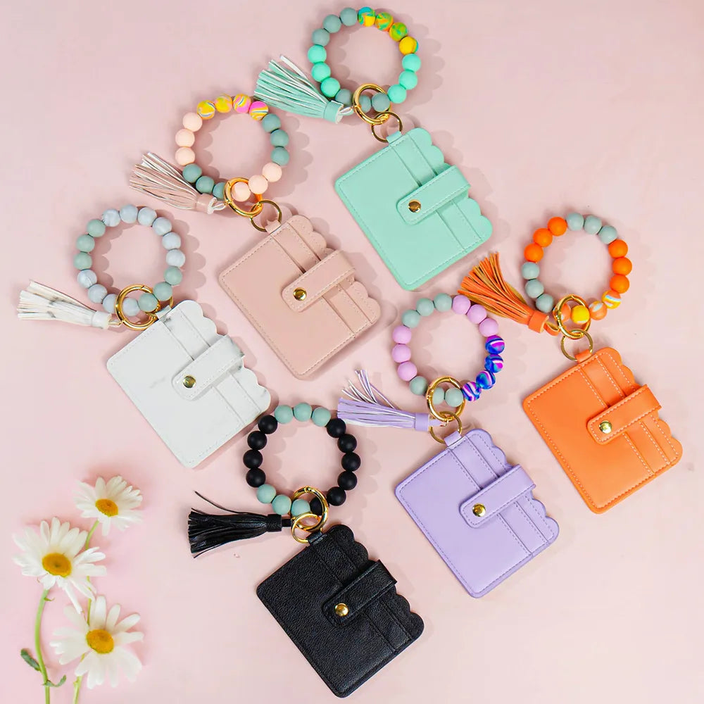 Gift For Yourself,Gift For Women,Happy,Gift For Bestie,Top Market - Birth Month Flower Name - Personalized Keychain Wristlet Leather Wallet