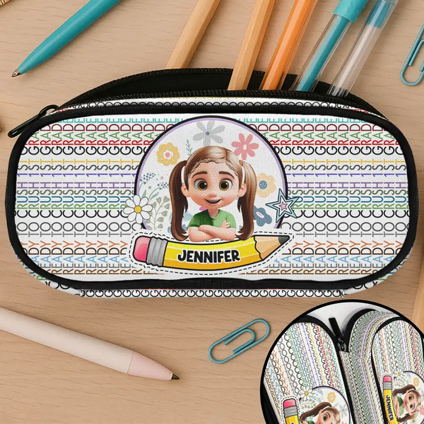 Gift For Kids,Gift For Grandkids,Back To School,Happy - Kid Ready To Crush Hidden Message - Personalized Pencil Case