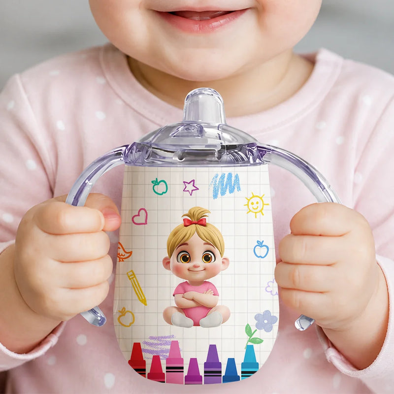 Adorable,Back To School,Gift For Kids,Vector - Kid & Cute Initial - Personalized Sippy Cup