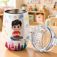 Adorable,Back To School,Gift For Kids,Vector - Kid & Cute Initial - Personalized Sippy Cup