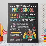 Gift For Kids, Gift For Grandkids, Back To School, Happy - Kid's First Day Of School - Personalized School Sign