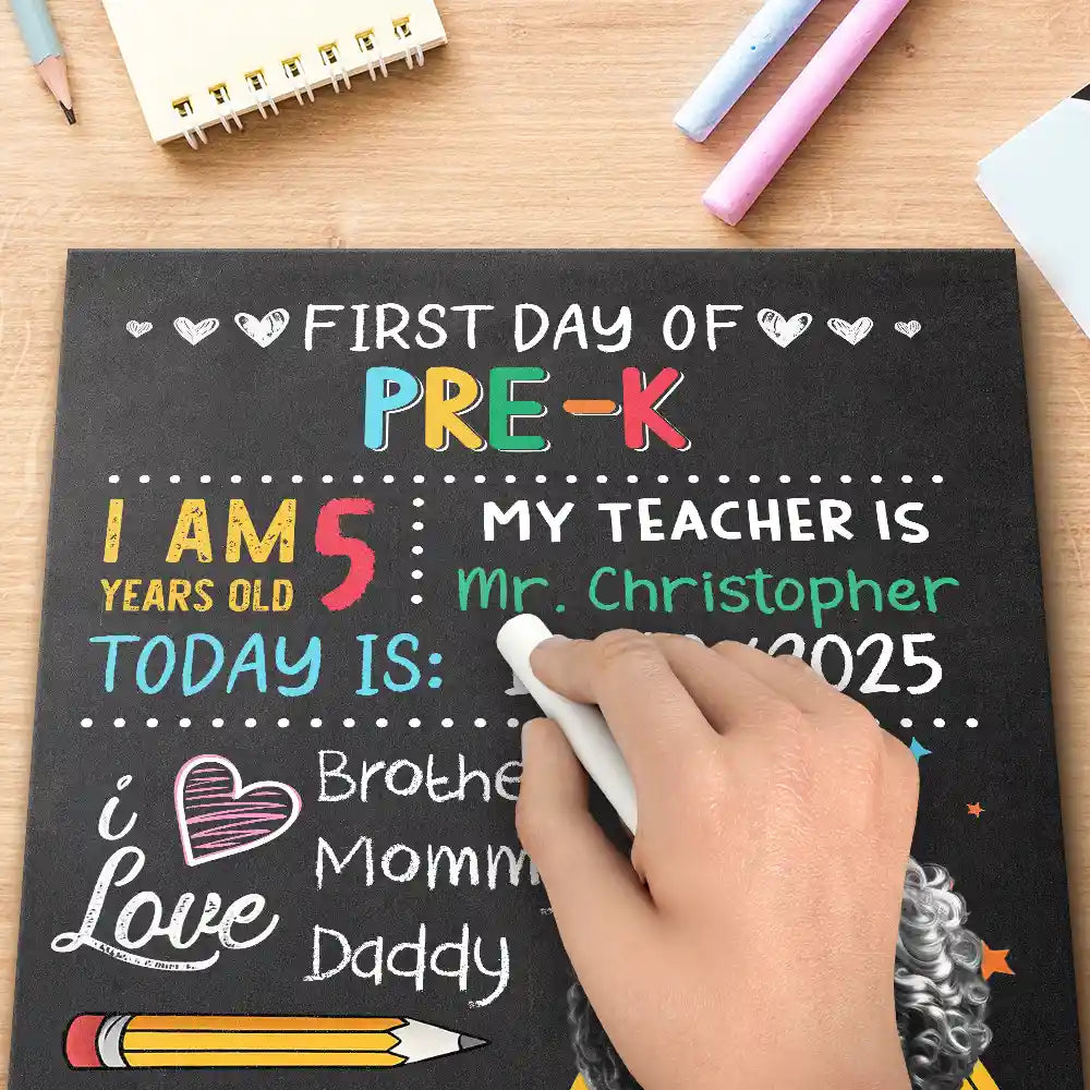 Gift For Kids, Gift For Grandkids, Back To School, Happy - Kid's First Day Of School - Personalized School Sign