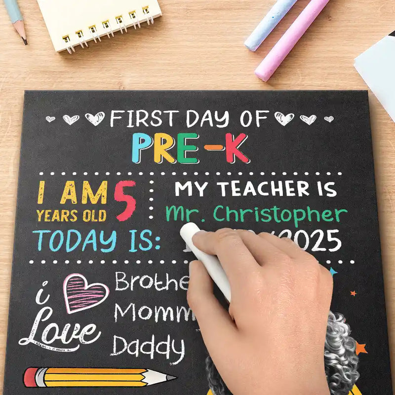 Gift For Kids, Gift For Grandkids, Back To School, Happy - Kid's First Day Of School - Personalized School Sign