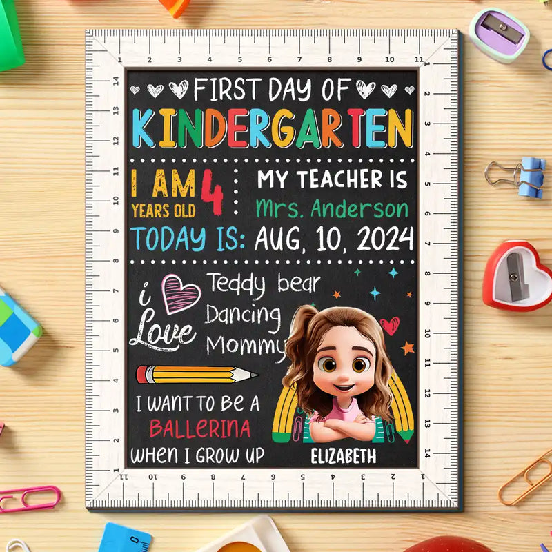 Gift For Kids, Gift For Grandkids, Back To School, Happy - Kid's First Day Of School - Personalized School Sign