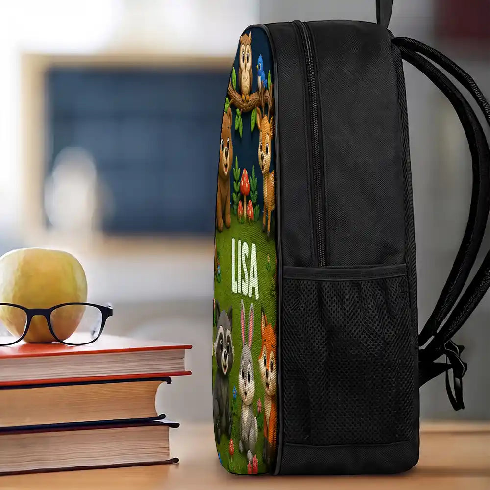 Top Market,Adorable,Back To School,Gift For Kids,Custom Text - Kids Adventure With Dinosaur Unicorn & Wild Animal - Personalized Kids Backpack