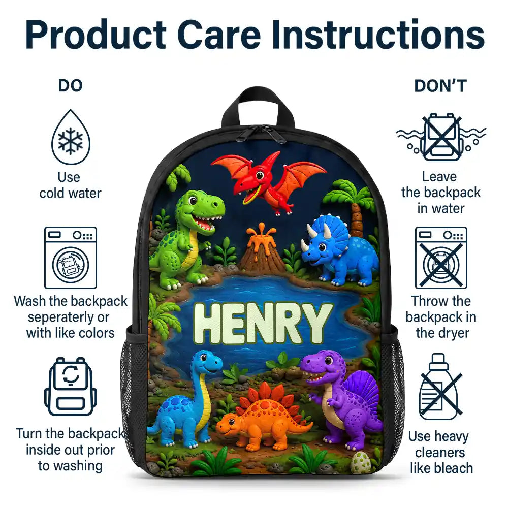 Top Market,Adorable,Back To School,Gift For Kids,Custom Text - Kids Adventure With Dinosaur Unicorn & Wild Animal - Personalized Kids Backpack