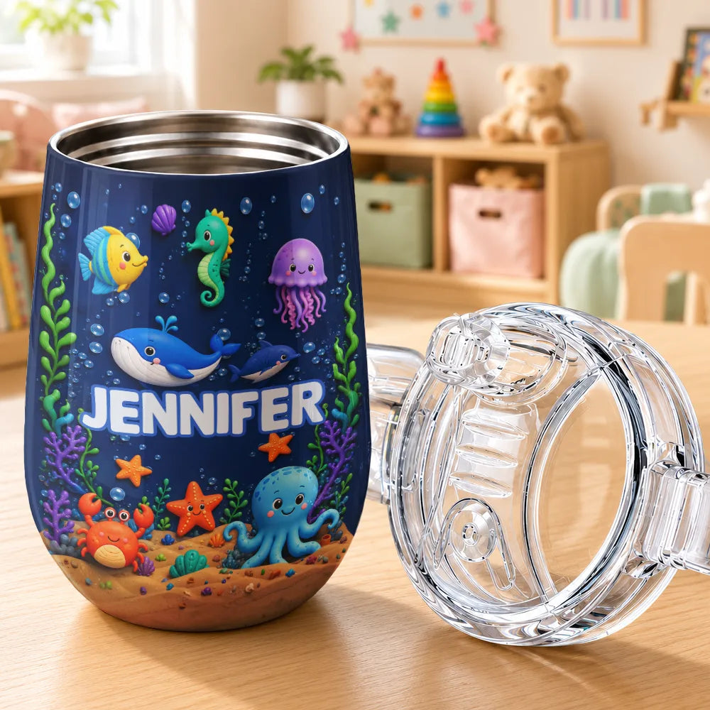Adorable, Gift For Kids, Custom Text - Kids Adventure With Dinosaur Unicorn & Wild Animal - Personalized Sippy Cup