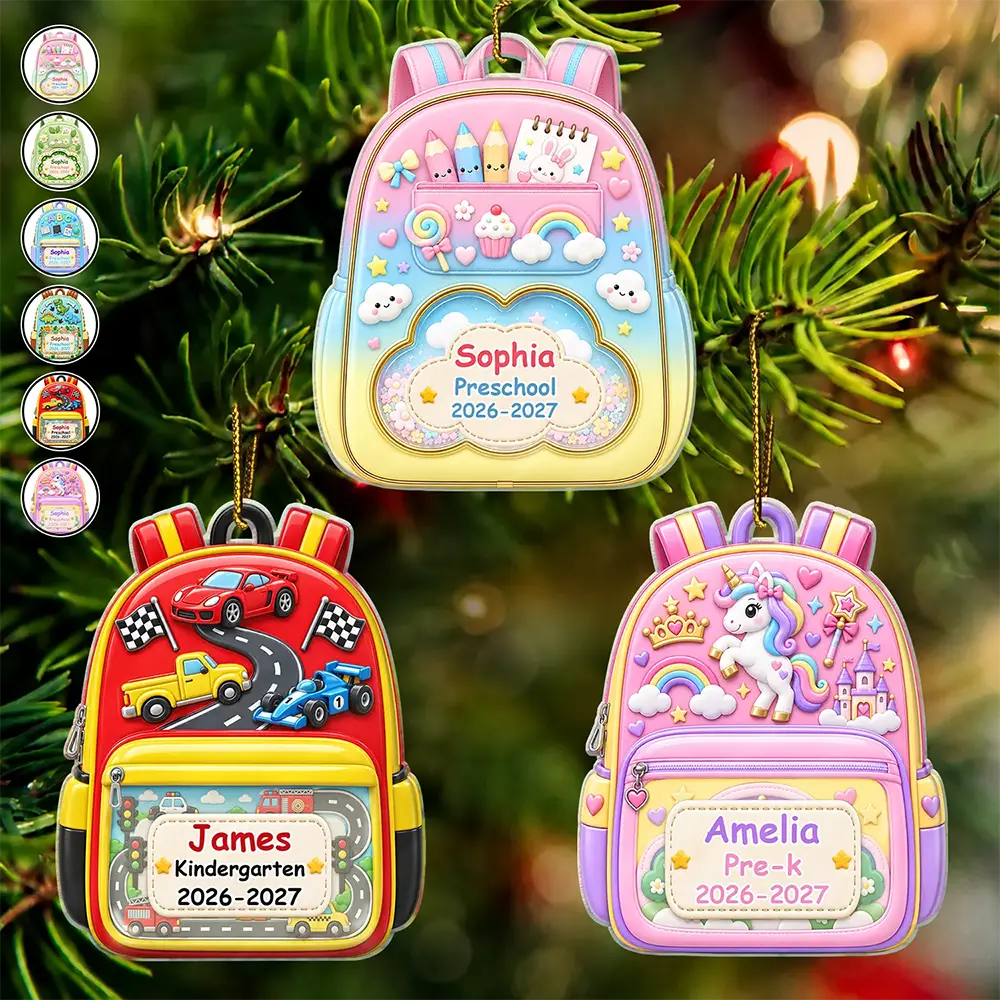 Kids Backpack First Day Of School - Personalized Custom Shaped Acrylic Ornament