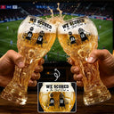 Gift For Father, Football (Soccer), Playful, Vector - Kids Backside Line Art We Scored The Best Dad - Personalized Beer Glass