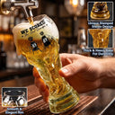 Gift For Father, Football (Soccer), Playful, Vector - Kids Backside Line Art We Scored The Best Dad - Personalized Beer Glass