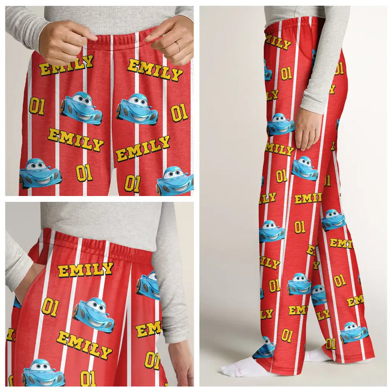 Playful,Gift For Kids,Icon - Kids Car Vehicle Name & Number - Personalized Kid Pajama Pants