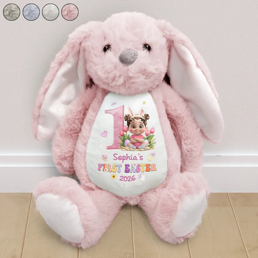 Kids Sitting First Easter - Personalized Soft Toy Bunny
