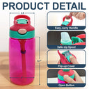 Back To School, Custom Photo, Art Design, Parents, Adorable, Photo - Cartoon Portrait - Custom Photo Cartoon Portrait Adorable Kids With Name - Personalized Kids Water Bottle With Straw