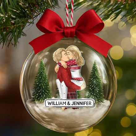 Kissing Couples - Personalized 3D Acrylic Ball Ornament