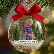 Gift For Couples,Christmas,Love - Kissing Couples - Personalized 3D Acrylic Ball Ornament