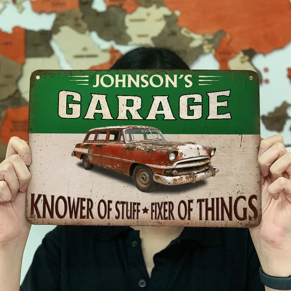 Top Market, Gift For Men, Gift For Yourself, Confident, Icon - Knower Of Stuff Fixer Of Things - Personalized Classic Metal Signs