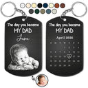 Custom Photo Pencil Sketch Calendar The Day You Became My Mom Dad - Personalized Aluminum Keychain