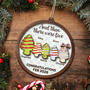 Family,New baby - Christmas Tree Family And Then There Were Three - Personalized 2-Layered Wooden Ornament