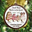Family,New baby - Christmas Tree Family And Then There Were Three - Personalized 2-Layered Wooden Ornament