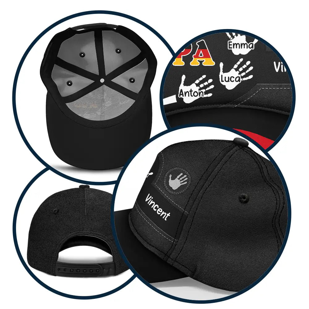 Gift For Yourself,Gift For Women,Gift For Men,Gift For Mother,Gift For Uncle,Gift For Aunt,Gift For Father,Gift For Grandma,Gift For Grandpa,Love,German - Flagge Deutschlands Handabdrücke Von Opa Papa Und Kindern - Personalisierte Klassische Kappe