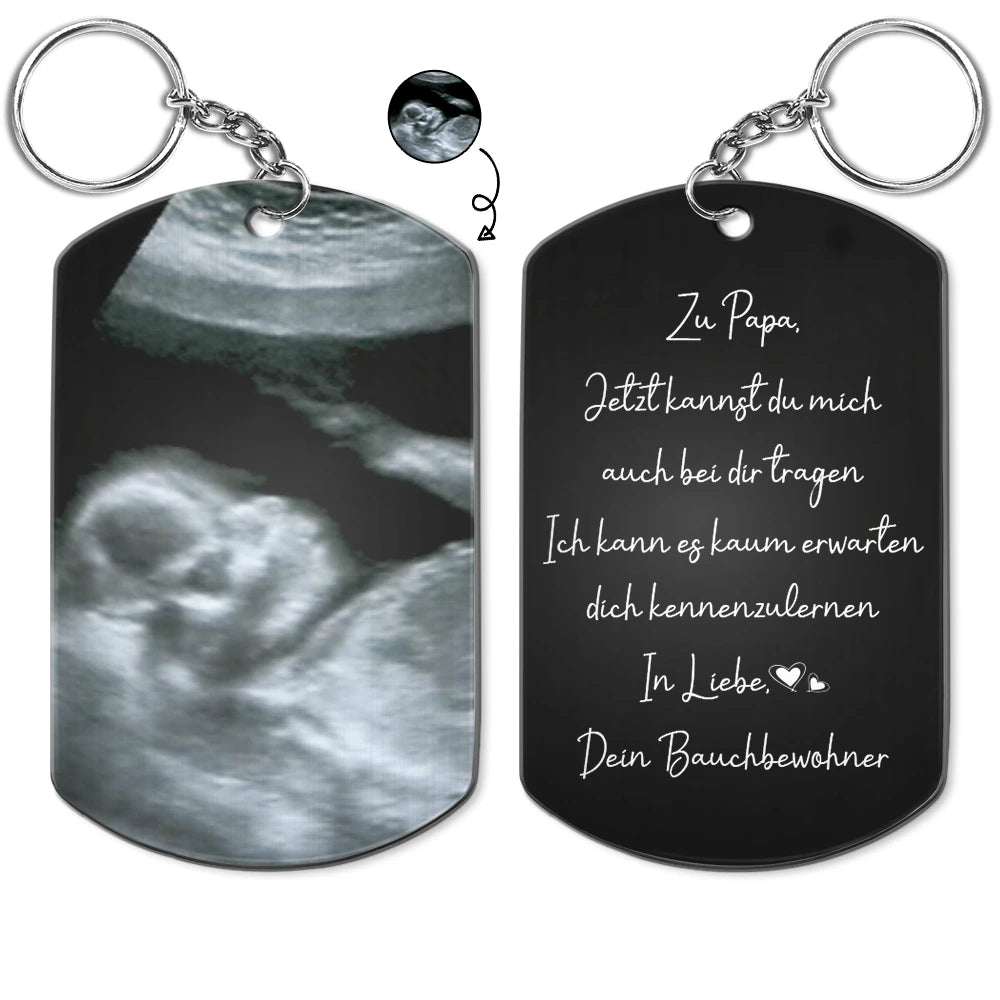 Eigenes Foto Zu Papa Jetzt Kannst Du Mich Auch Bei Dir Tragen - Personalisierter Aluminium-Schlüsselanhänger