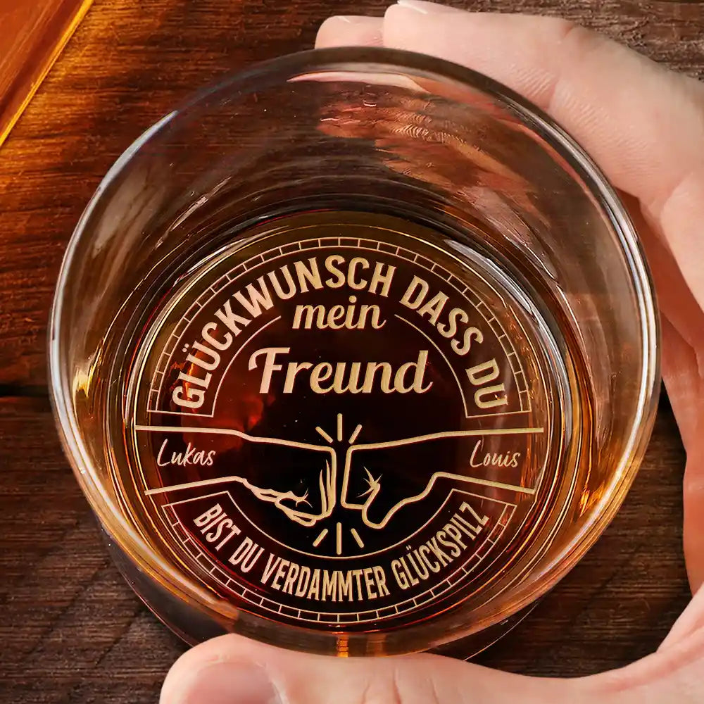 Gift For Men,Gift For Father,Gift For Brothers,Gift For Sibling,Cousin,Funny,German,Non-Eng - Glückwunsch Dass Du Mein Bruder Bist Du Glückspilz - Personalisiertes Whiskyglas Mit Gravur