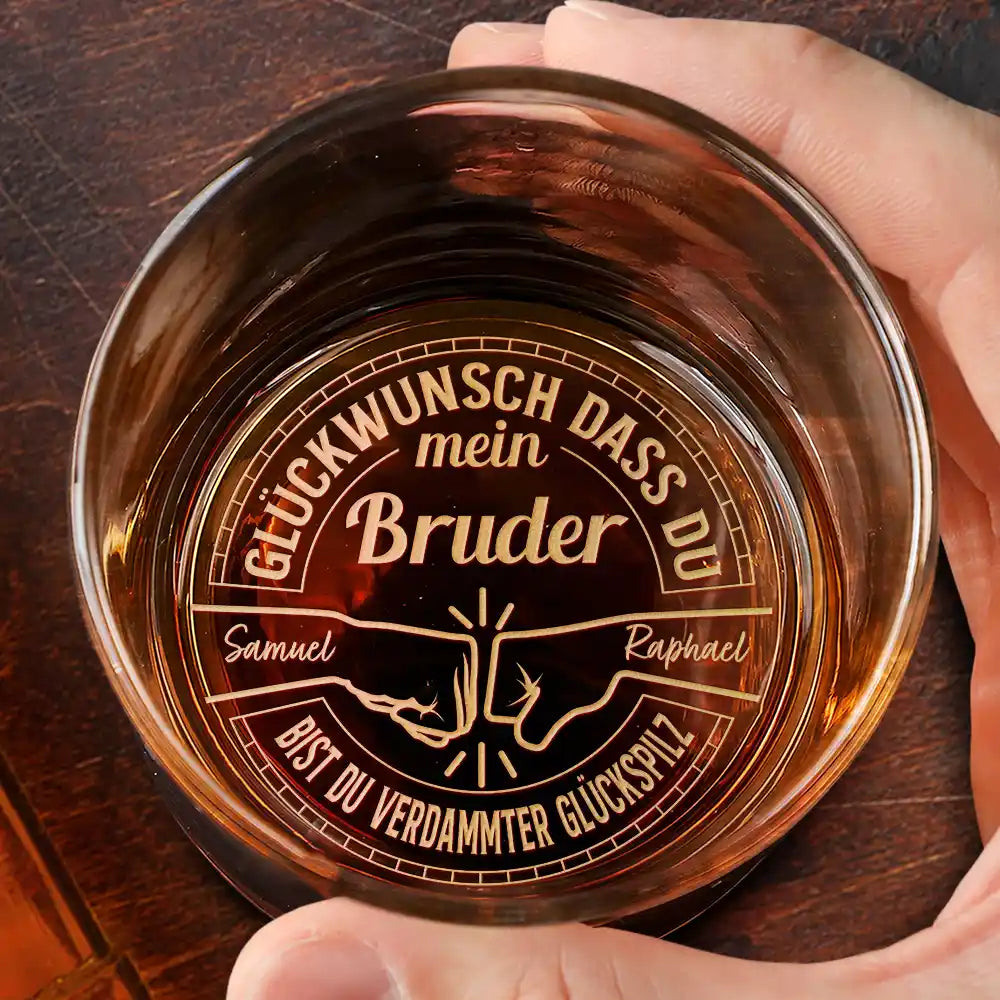 Glückwunsch Dass Du Mein Bruder Bist Du Glückspilz - Personalisiertes Whiskyglas Mit Gravur