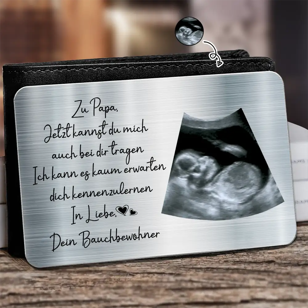 Eigenes Foto Zu Papa Jetzt Kannst Du Mich Auch Bei Dir Tragen - Personalisierte Aluminium-Brieftaschenkarte
