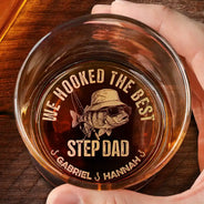 Gift For Husband,Gift For Men,Gift For Yourself,Gift For Grandpa,Gift For Father,Fishing,Humorous - We Hooked The Best Dad Grandpa - Personalized Engraved Whiskey Glass