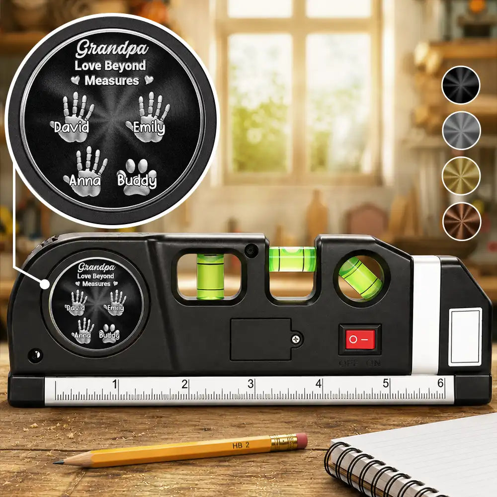 3D Metal Effect Grandpa Daddy Love Beyond Measures - Personalized Laser Level Tool