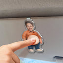 Custom Photo,Art Design,Family,Humorous,Photo - Belly Pose Figure - Custom Photo Belly Character Family Member And Pet - Personalized Squishy Acrylic Car Visor Clip