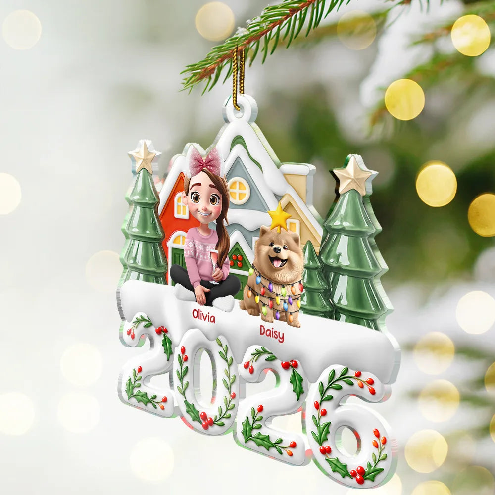 Christmas,Happy,Pet Lovers,Top Market,Vector - Christmas Gift For Pet Lovers - Personalized Character And Dogs Cats Acrylic Ornament