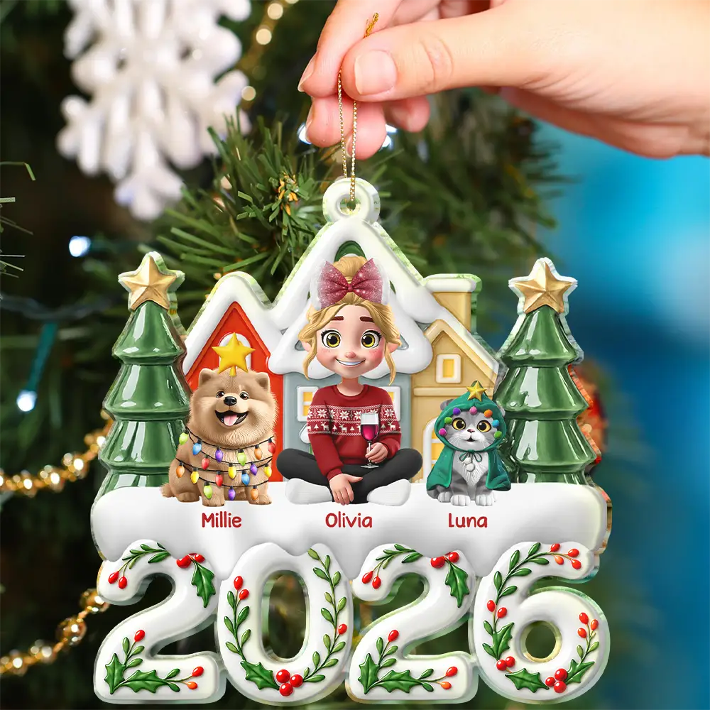 Christmas,Happy,Pet Lovers,Top Market,Vector - Christmas Gift For Pet Lovers - Personalized Character And Dogs Cats Acrylic Ornament