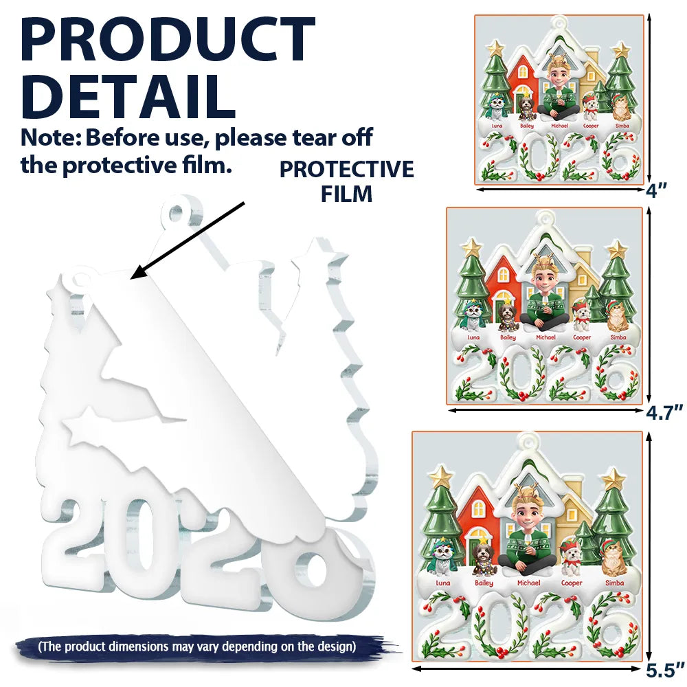 Christmas,Happy,Pet Lovers,Top Market,Vector - Christmas Gift For Pet Lovers - Personalized Character And Dogs Cats Acrylic Ornament
