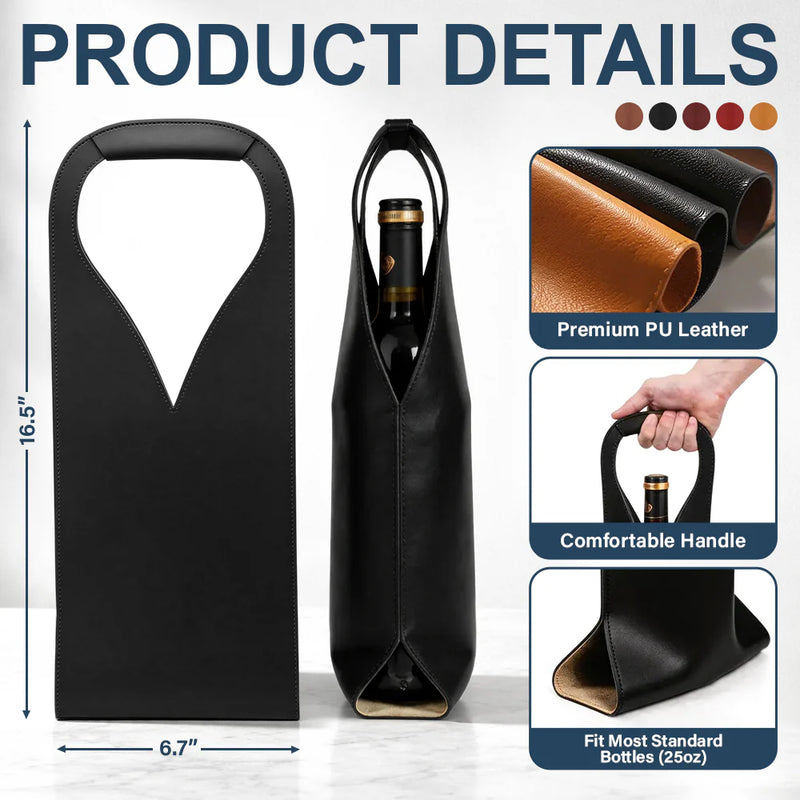 Gift For Women,Gift For Men,Gift For Mother,Gift For Father,Funny - Custom Photo Funny Prescription Drink One Measure Daily - Personalized Leather Wine Bag