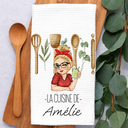 Gift For Wife,Gift For Girlfriend,Gift For Yourself,Gift For Women,Gift For Mother,Mom's Hobby,Gift For Grandma,Grandma's Hobby,Cooking,French,Non-Eng,Vector,Cozy - La Cuisine De Maman Mamie - Torchon De Cuisine Personnalisé
