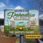 Lake House Welcome To Our Paradise Custom Classic Metal Signs